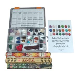 21 de cristale naturale și carte explicativă în limba română - kit complet